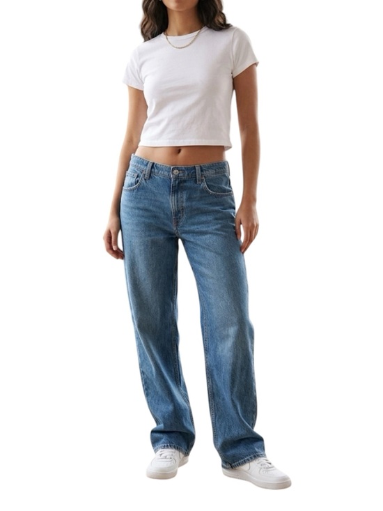 Abercrombie & Fitch Denim - A&F Women’s Baggy Low Rise Medium Wash Blue Wide Leg Classic Jeans Size 30 Sz 10